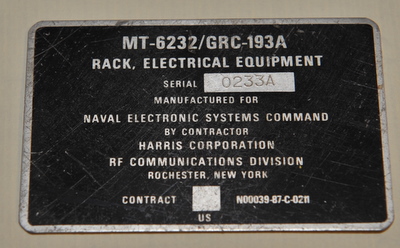 Name Plate MT-6232 / GRC-193A