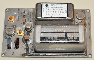 crystal filter assy with 2 Avantek amps UTO-521 and UTO-523  CTS Knights filter FO 30.0MHz BW 50kHz 961-0378
