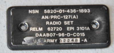 PRC-127A name plate