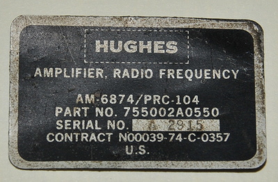 PRC-104 AM-6874 Name Plate type 1