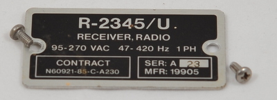 Cubic R-2345/U data plate