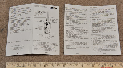 Racal PRC-139 laminated operating instructions card