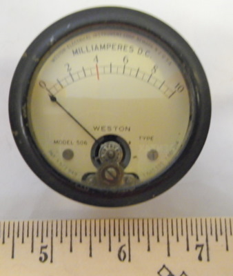 D.C. MILLIAMPERES 0-10 MODEL 506, Panel Meter