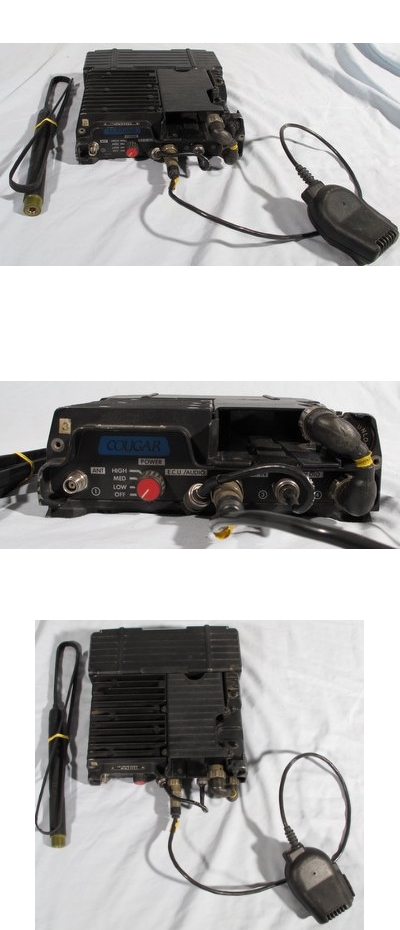 Racal Cougar VHF Manpack TA4523HA amplifier, conn cables, handset, antenna, and rare MA 4529A NiCd battery box (empty)
